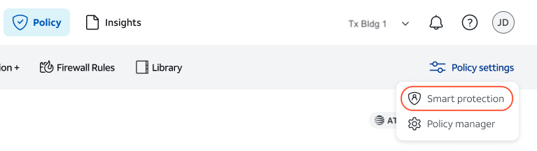 Location for smart protection underneath policy settings
